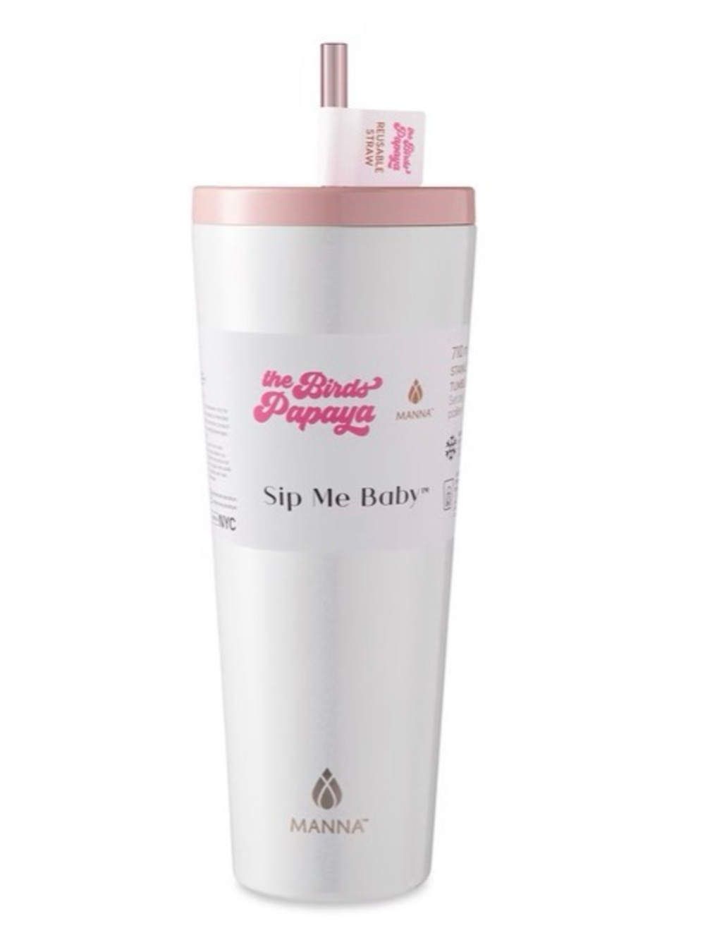 The Bird's Papaya x Manna "Sip Me Baby" Double Wall Insulated Cup 24 oz